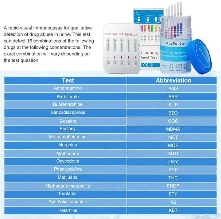 اختبار فحص متعدد الأدوية لمرافق إعادة التأهيل/مركز التعافي Multi-drug screening test for rehabilitation facilities/recovery centers