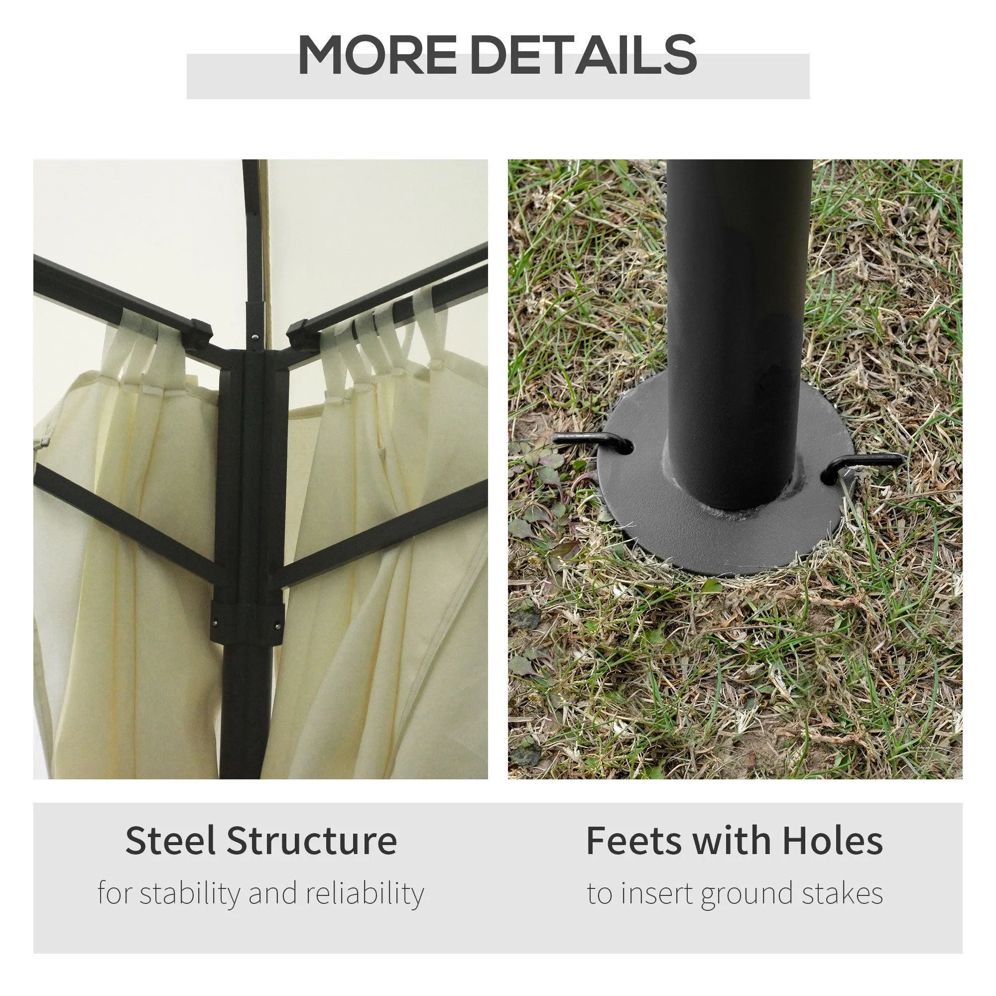 10' x 13' Patio Gazebo Canopy, Double Vented Roof, Steel Frame, Curtain Sidewalls, Beige