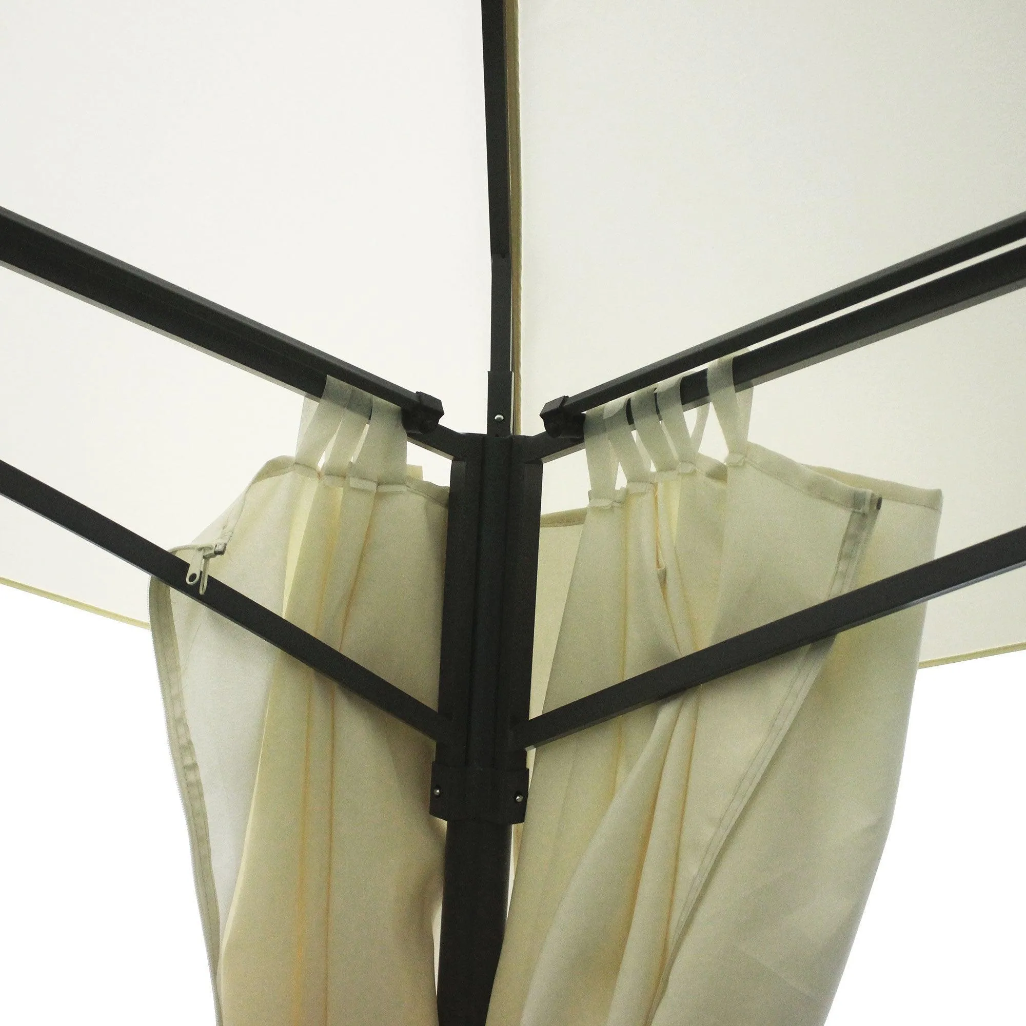 10' x 13' Patio Gazebo Canopy, Double Vented Roof, Steel Frame, Curtain Sidewalls, Beige