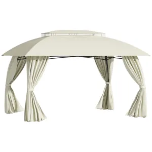 10' x 13' Patio Gazebo Canopy, Double Vented Roof, Steel Frame, Curtain Sidewalls, Beige