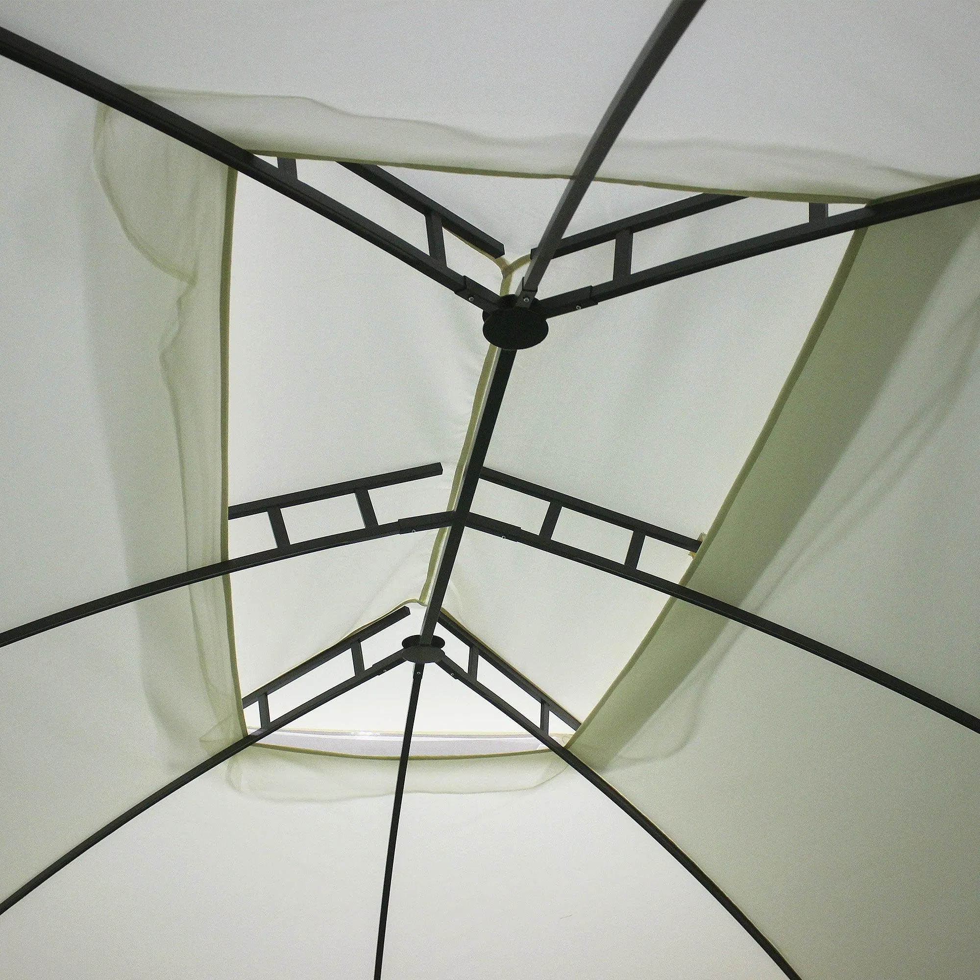 10' x 13' Patio Gazebo Canopy, Double Vented Roof, Steel Frame, Curtain Sidewalls, Beige