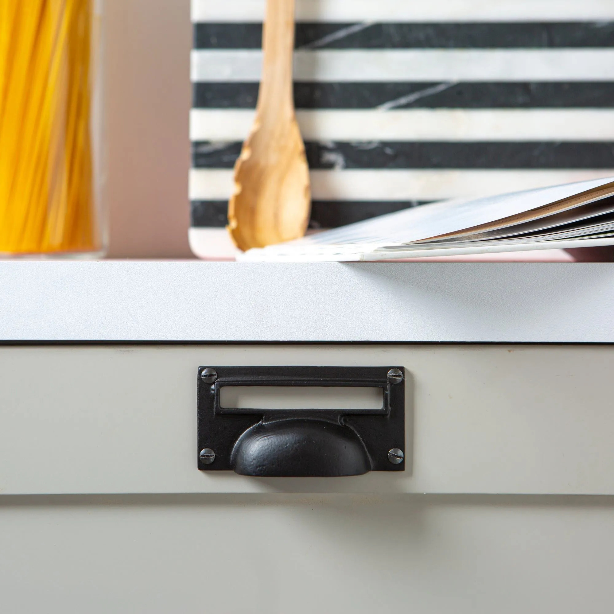 100mm x 50mm Filing Cabinet Cup Handle with Card Frame - By Hammer & Tongs