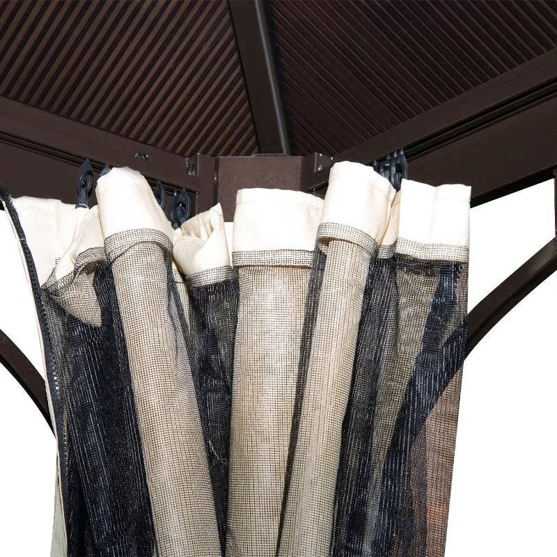 10x10 ft Hard Top Waterproof Gazebo with Mosquito Net