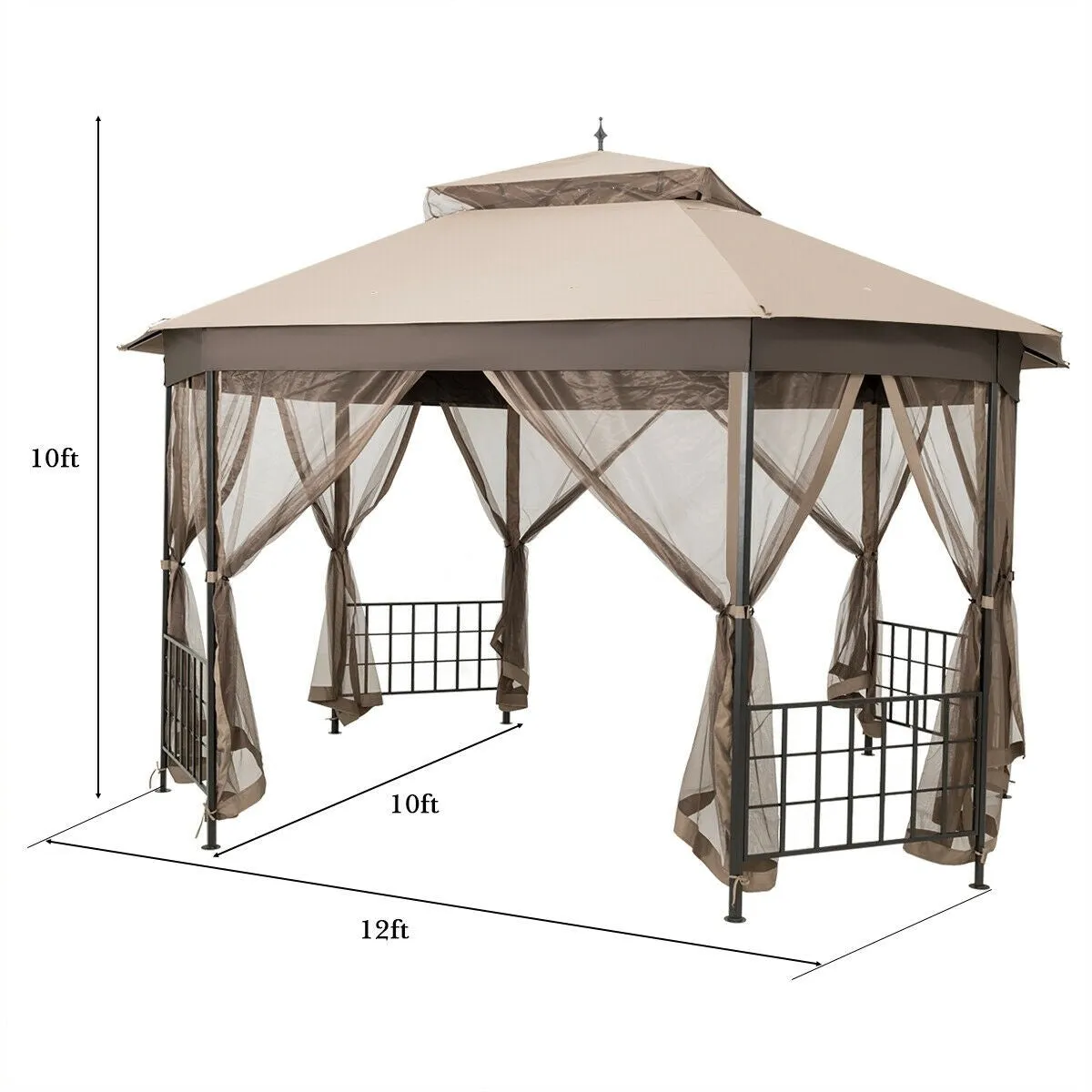 10x12 ft. Octagonal Patio Gazebo - Brown