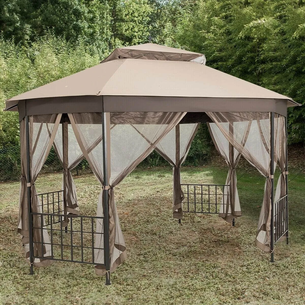 10x12 ft. Octagonal Patio Gazebo - Brown