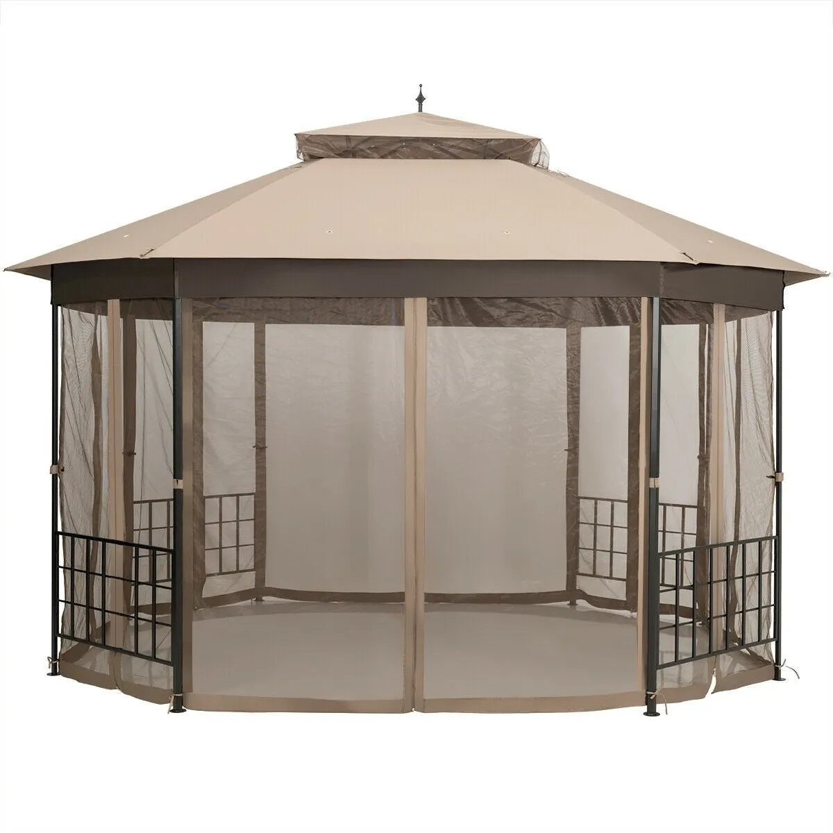 10x12 ft. Octagonal Patio Gazebo - Brown