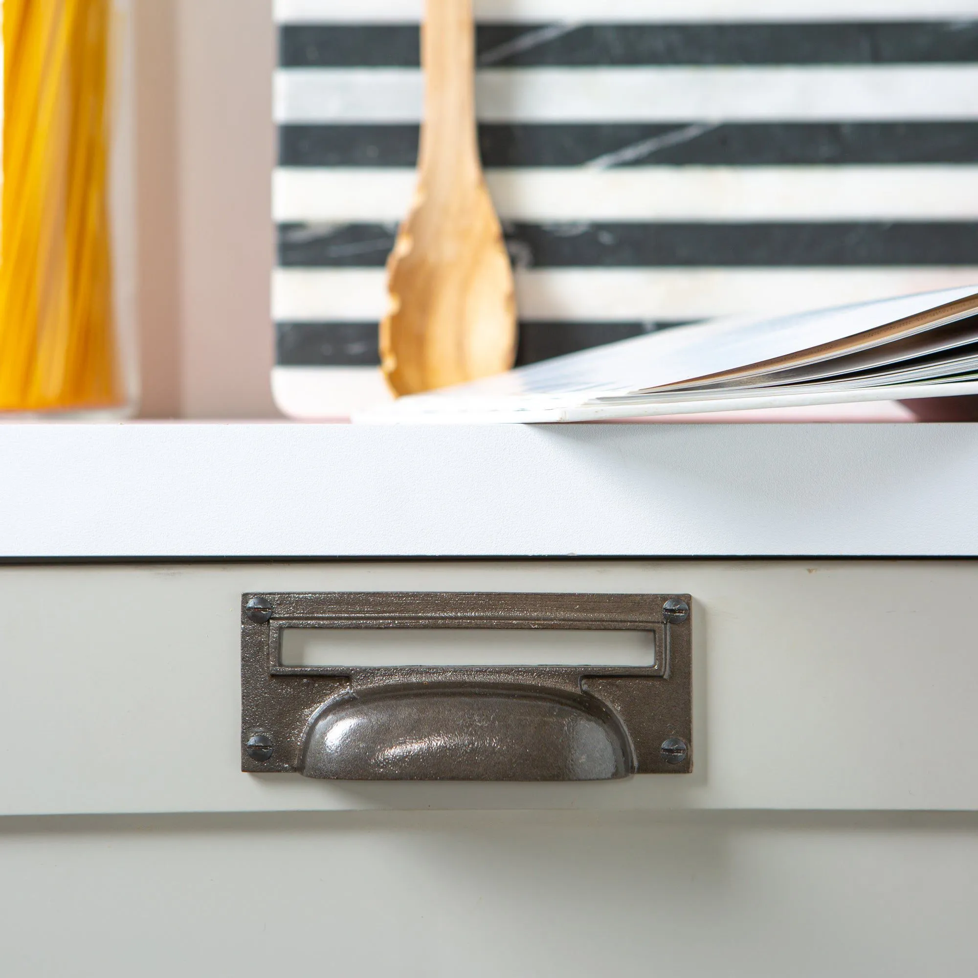 130mm x 50mm Filing Cabinet Cup Handle with Card Frame - By Hammer & Tongs