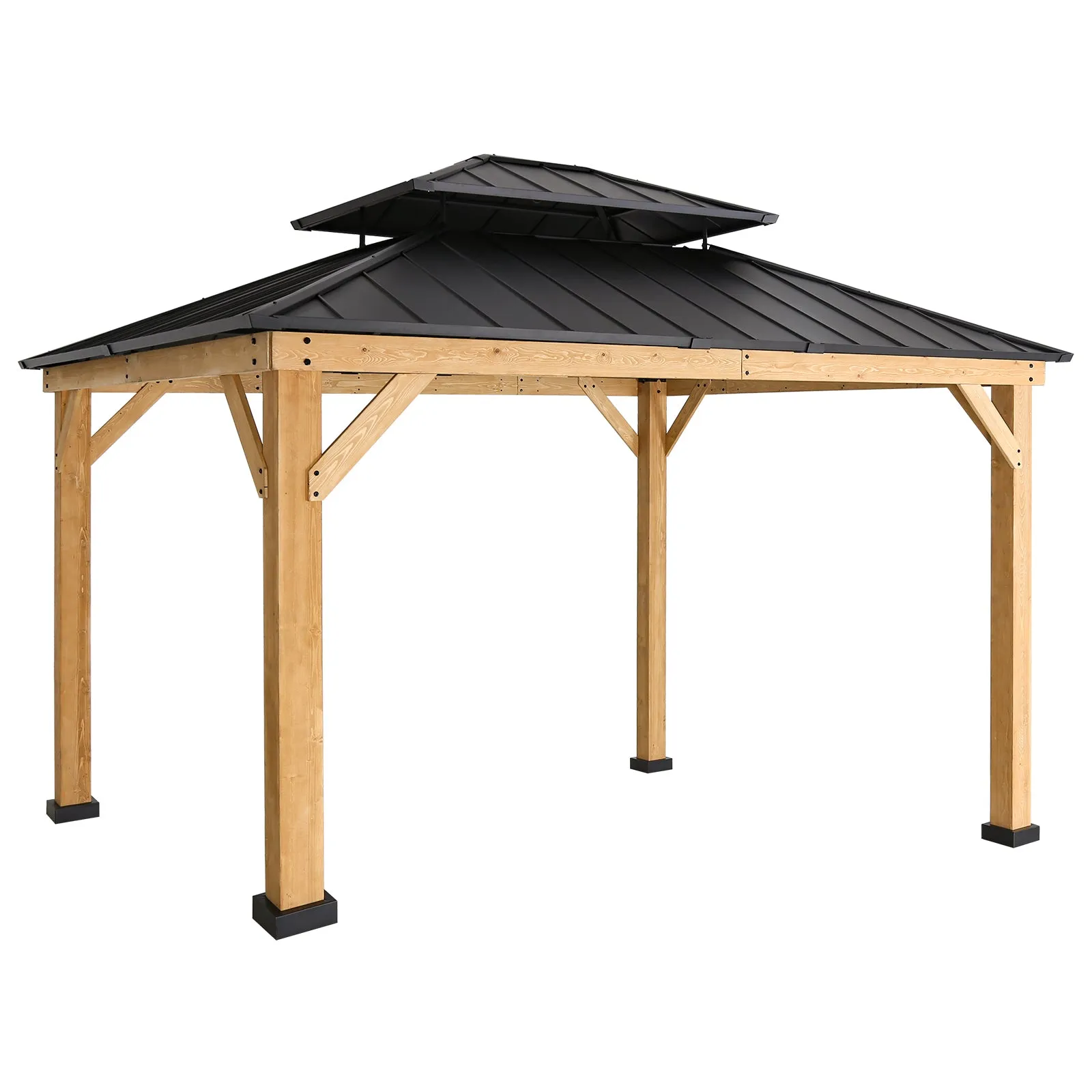 13x11 Hardtop Gazebo, Glavanized Steel Double Roof