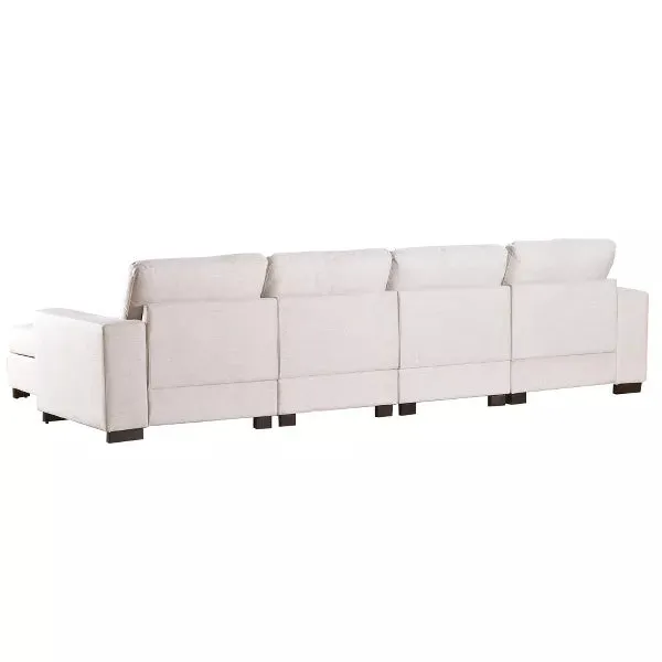 3 PCS U-shaped Upholstered Sectional Sofa with Removable Ottomans - ModernLuxe by Couch.com