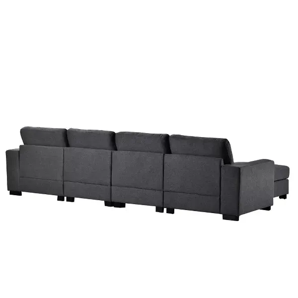 3 PCS U-shaped Upholstered Sectional Sofa with Removable Ottomans - ModernLuxe by Couch.com