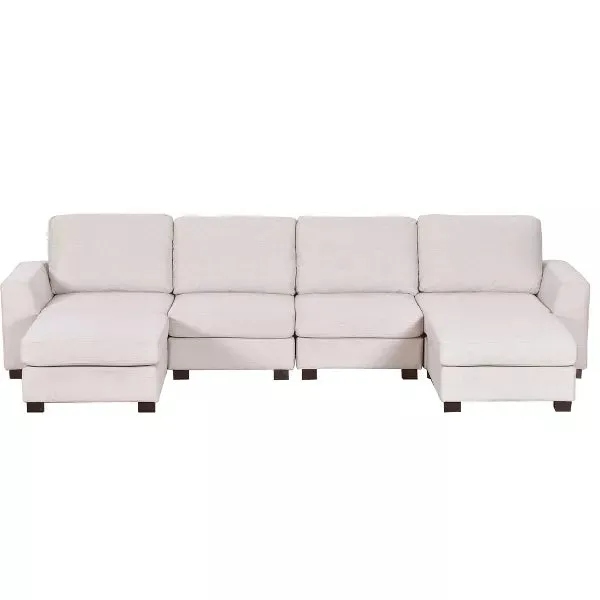 3 PCS U-shaped Upholstered Sectional Sofa with Removable Ottomans - ModernLuxe by Couch.com