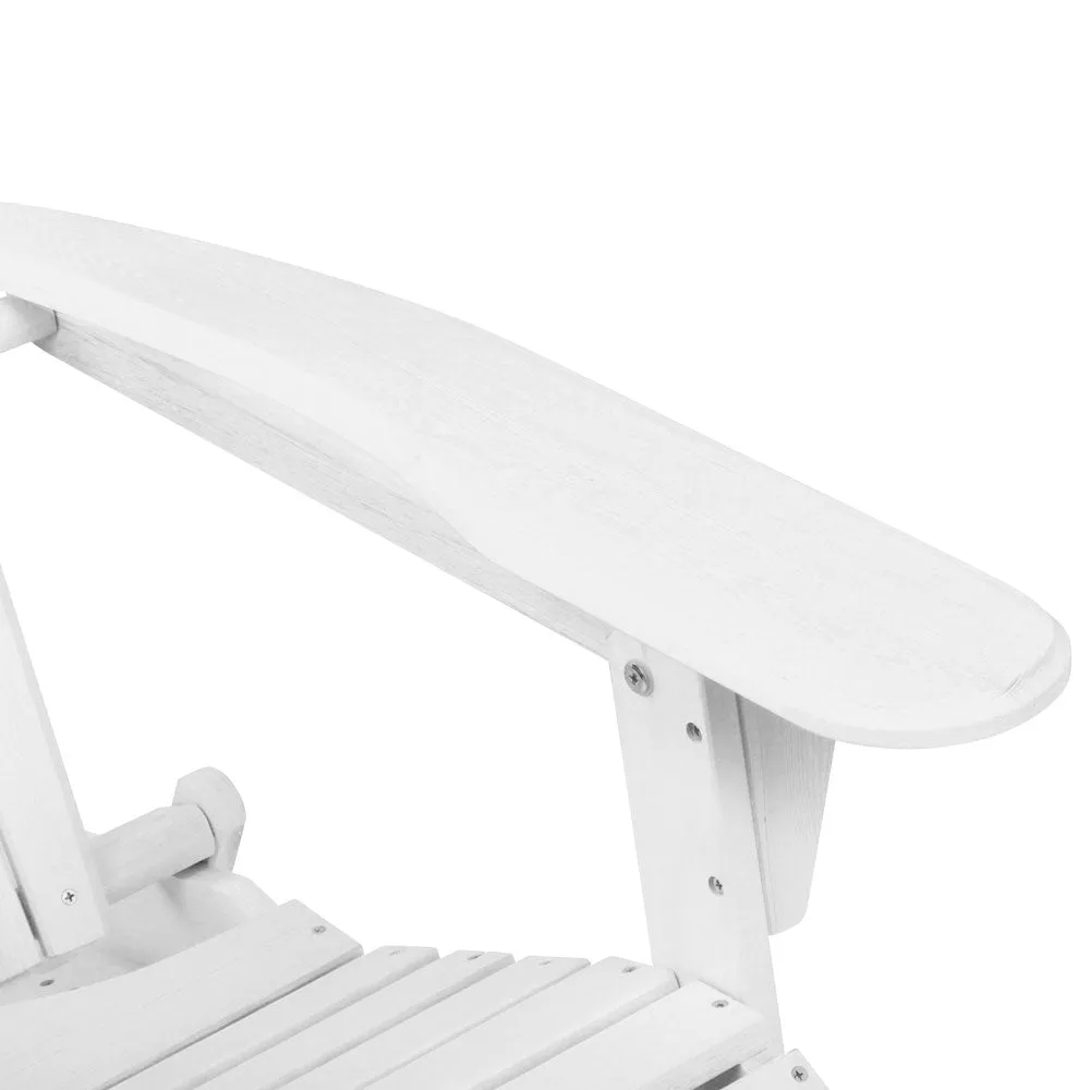3 Piece Outdoor White Beach Chair Set