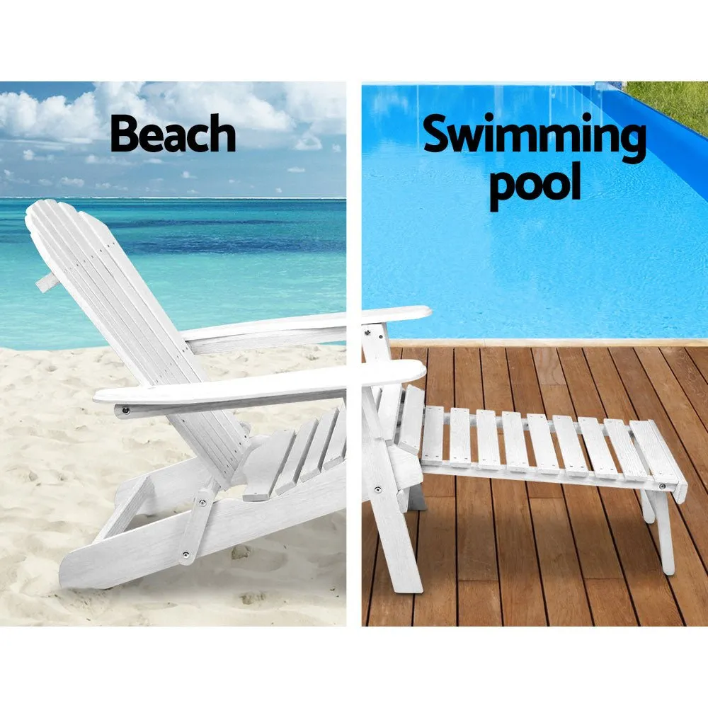 3 Piece Outdoor White Beach Chair Set
