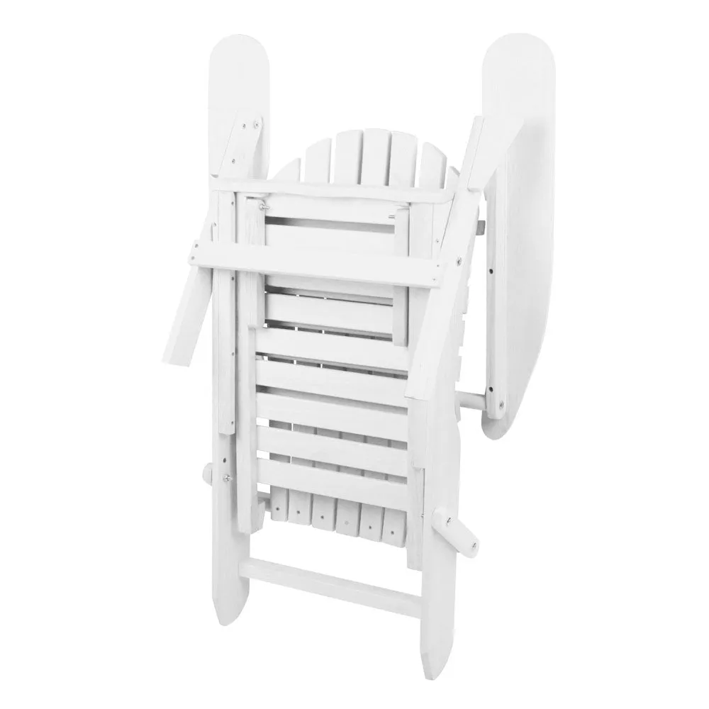 3 Piece Outdoor White Beach Chair Set