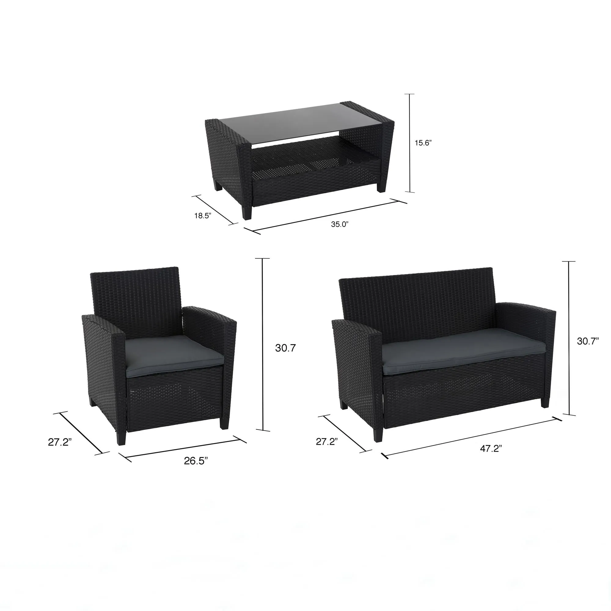 4 Piece Malmo Resin Wicker Conversation Set