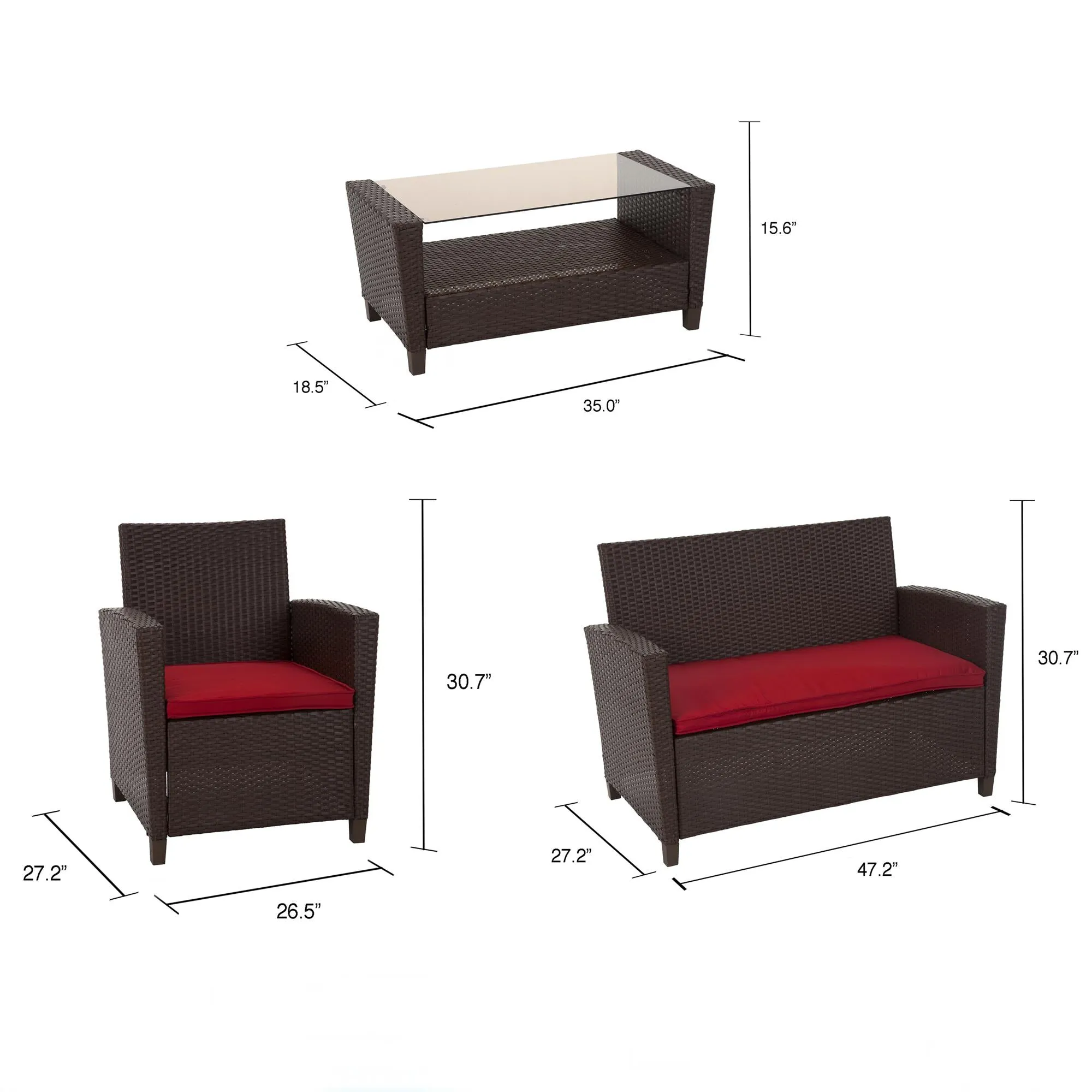 4 Piece Malmo Resin Wicker Conversation Set