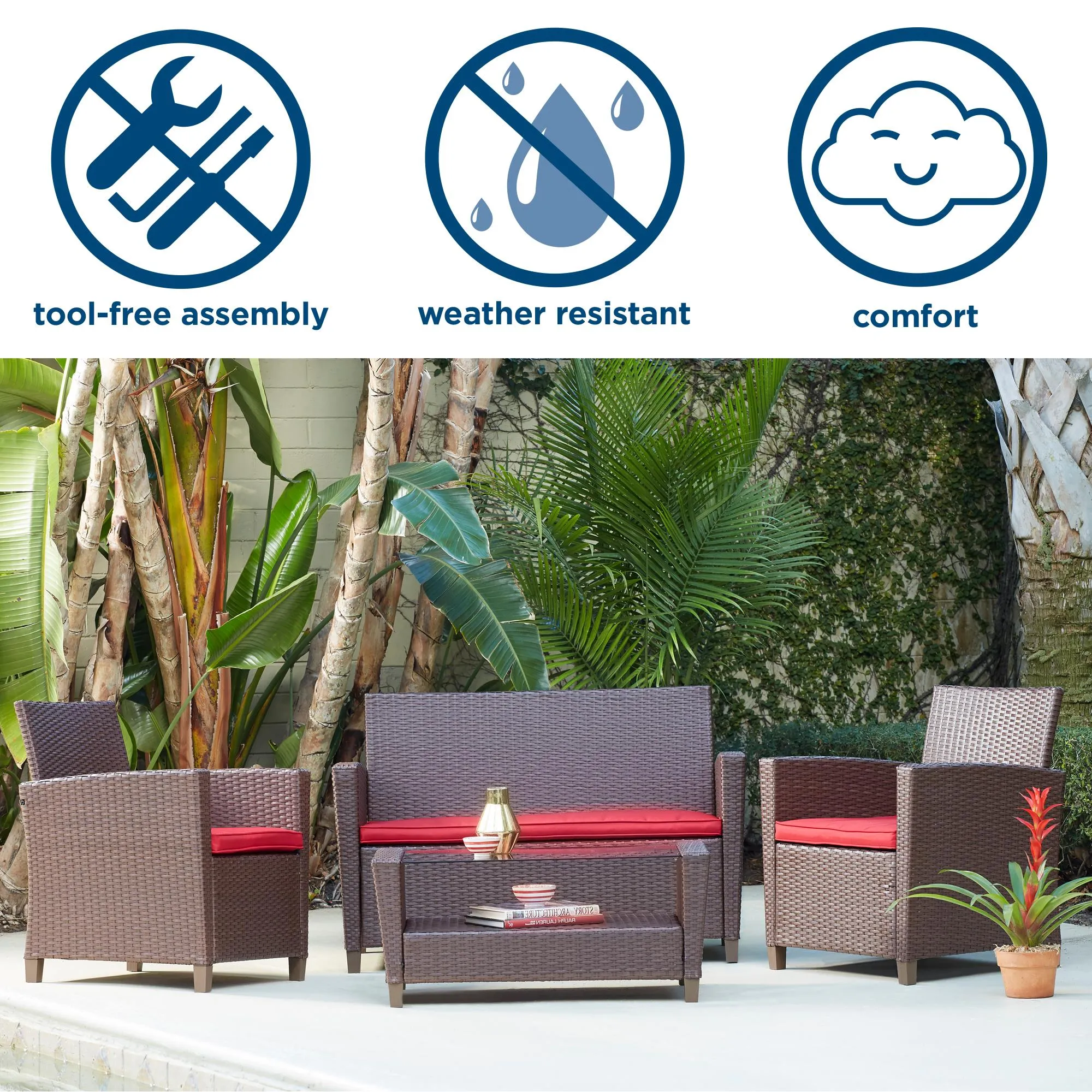 4 Piece Malmo Resin Wicker Conversation Set