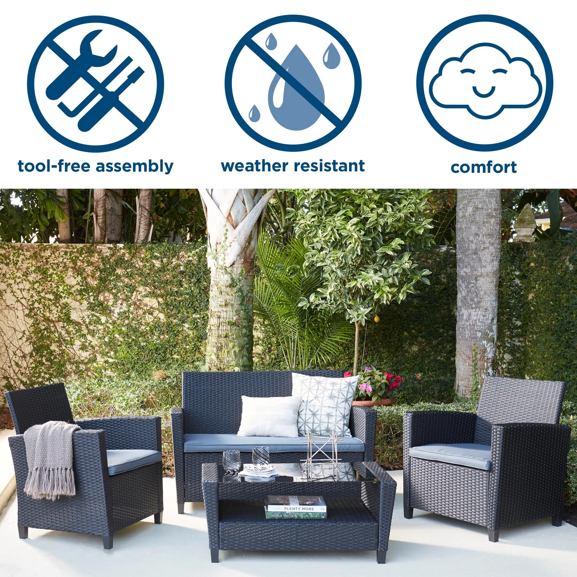 4 Piece Malmo Resin Wicker Conversation Set