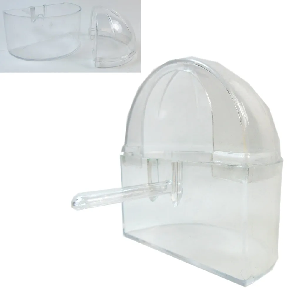 4 Small Bird Slot Feeder No Mess Cage Hang Cup Plastic Food Water Dispense Bowl