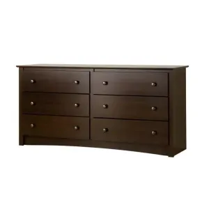 6-Drawer Double Dresser Contemporary Dresser - Espresso finish
