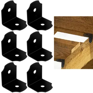 6 X Outdoor Decor Angle Corner Braces Heavy Duty Plate Joint Bracket Steel Black