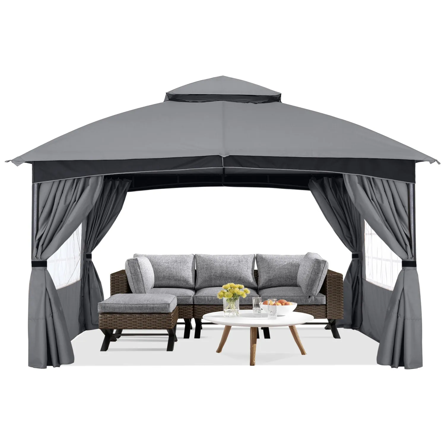 ABCCANOPY Patio Gazebos with Window Curtains for Outdoor Party Wedding