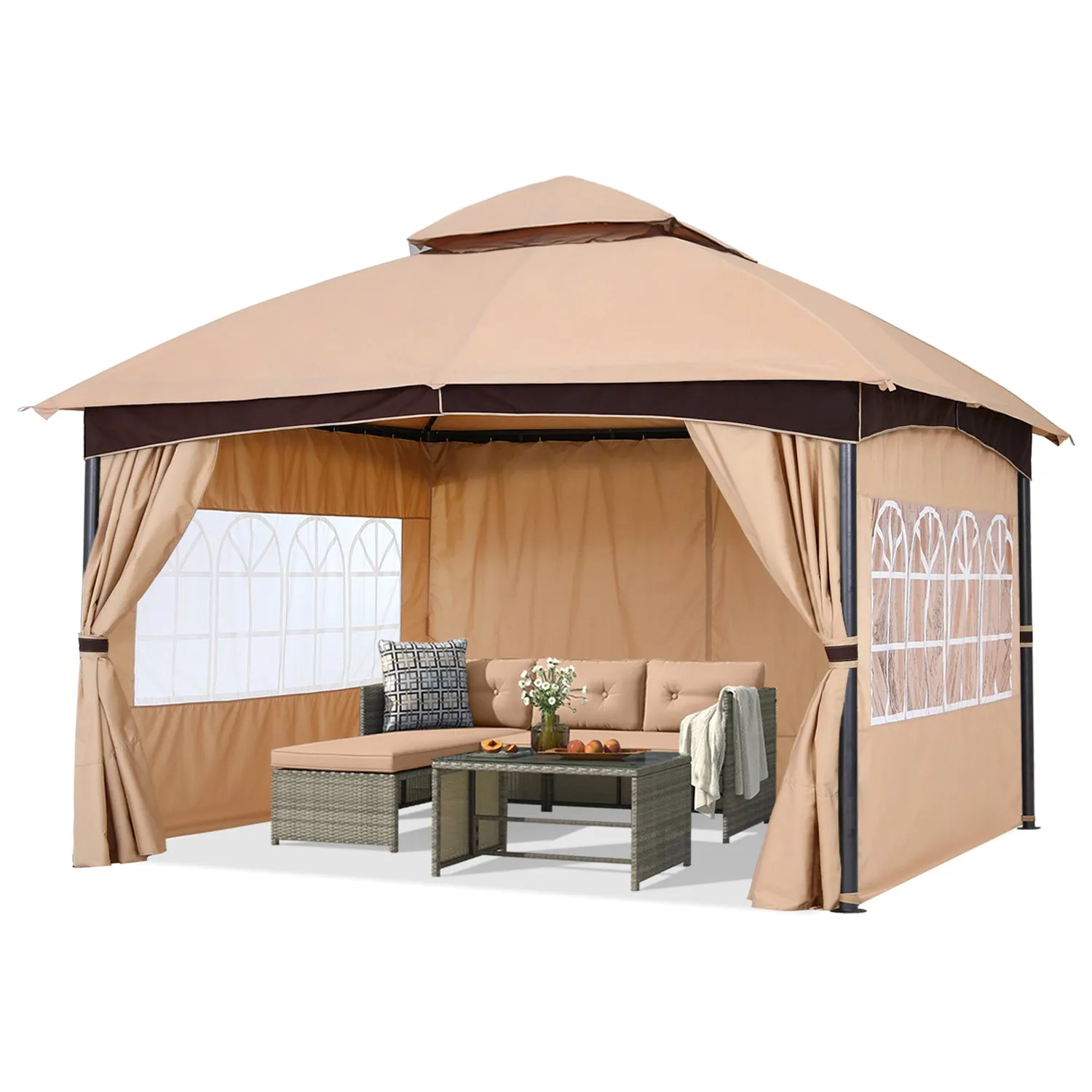ABCCANOPY Patio Gazebos with Window Curtains for Outdoor Party Wedding