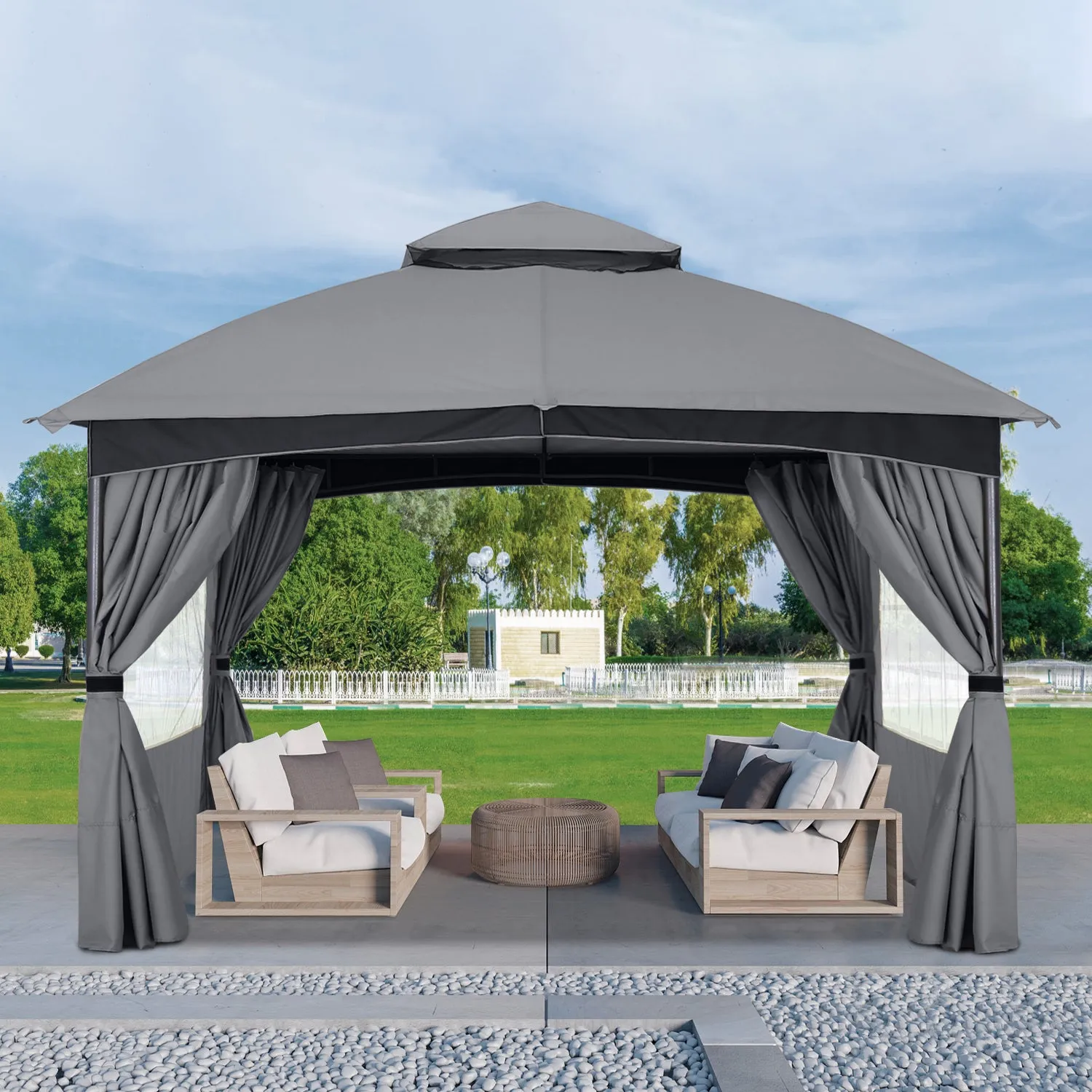 ABCCANOPY Patio Gazebos with Window Curtains for Outdoor Party Wedding