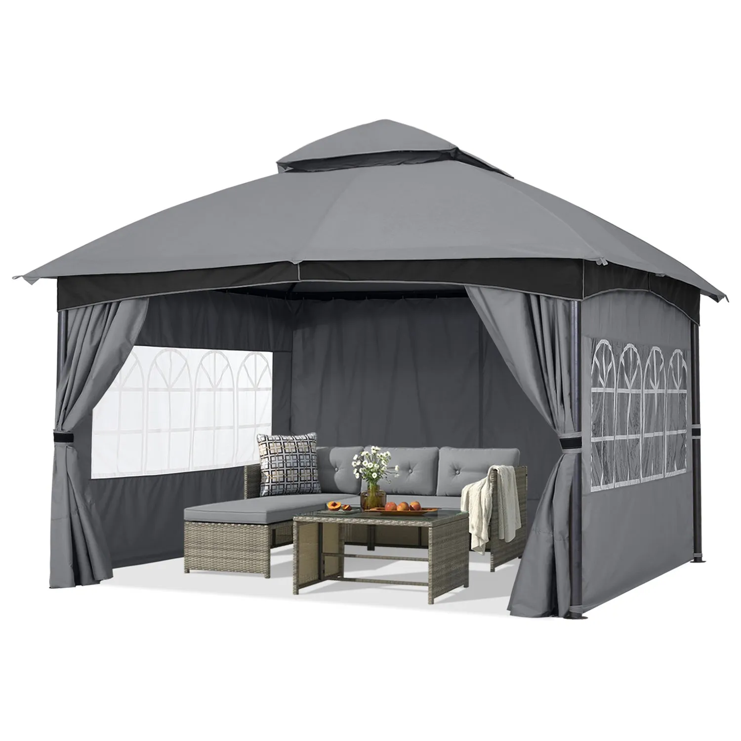 ABCCANOPY Patio Gazebos with Window Curtains for Outdoor Party Wedding