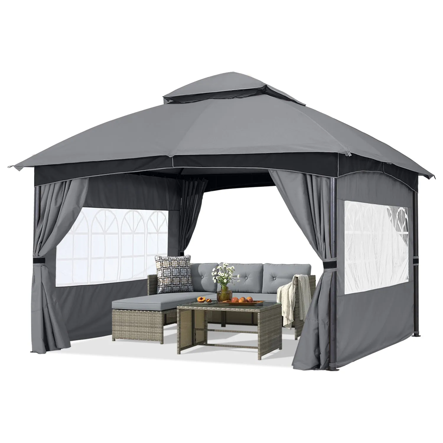 ABCCANOPY Patio Gazebos with Window Curtains for Outdoor Party Wedding