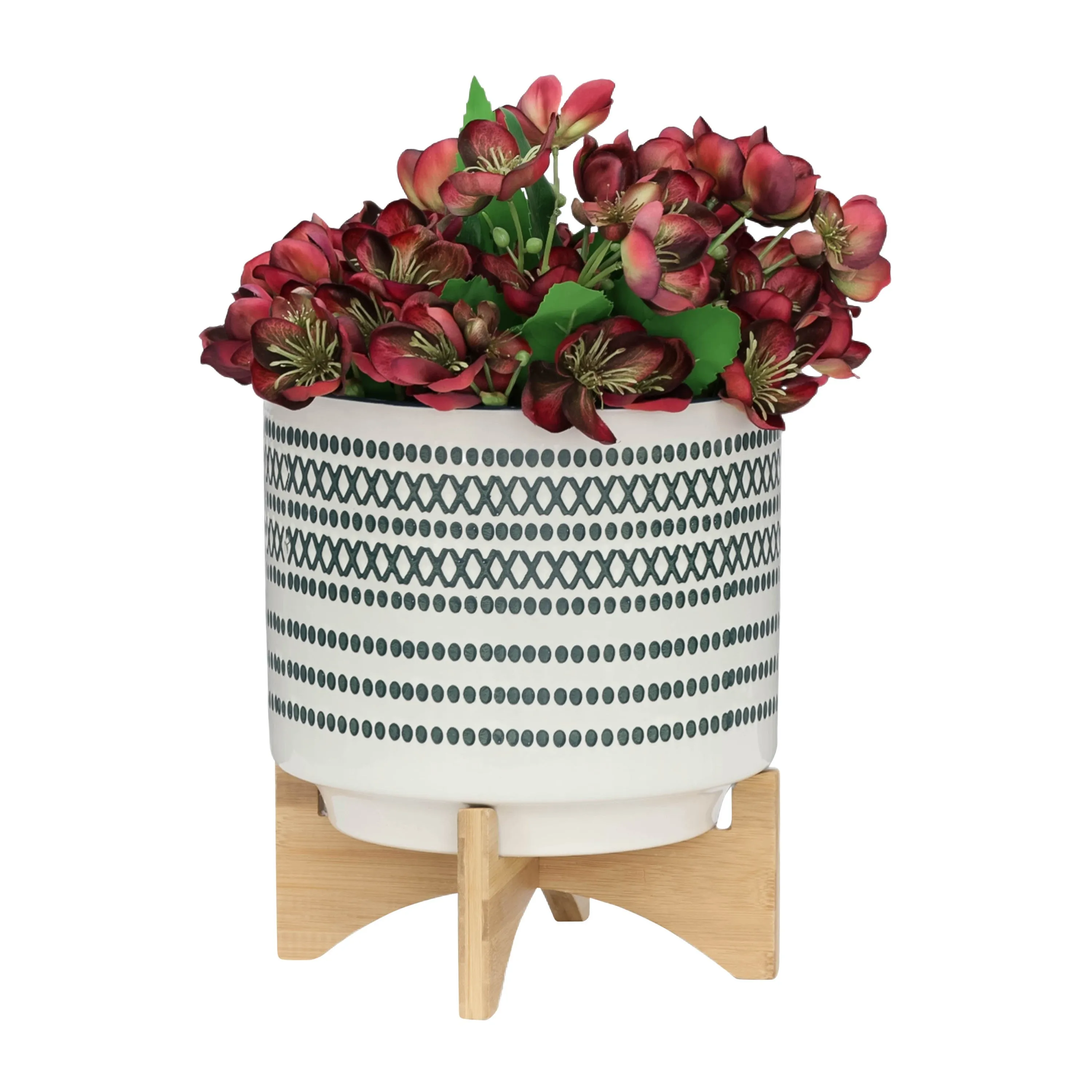 Ceramic 10" Planter on Stand with Dots - Blue