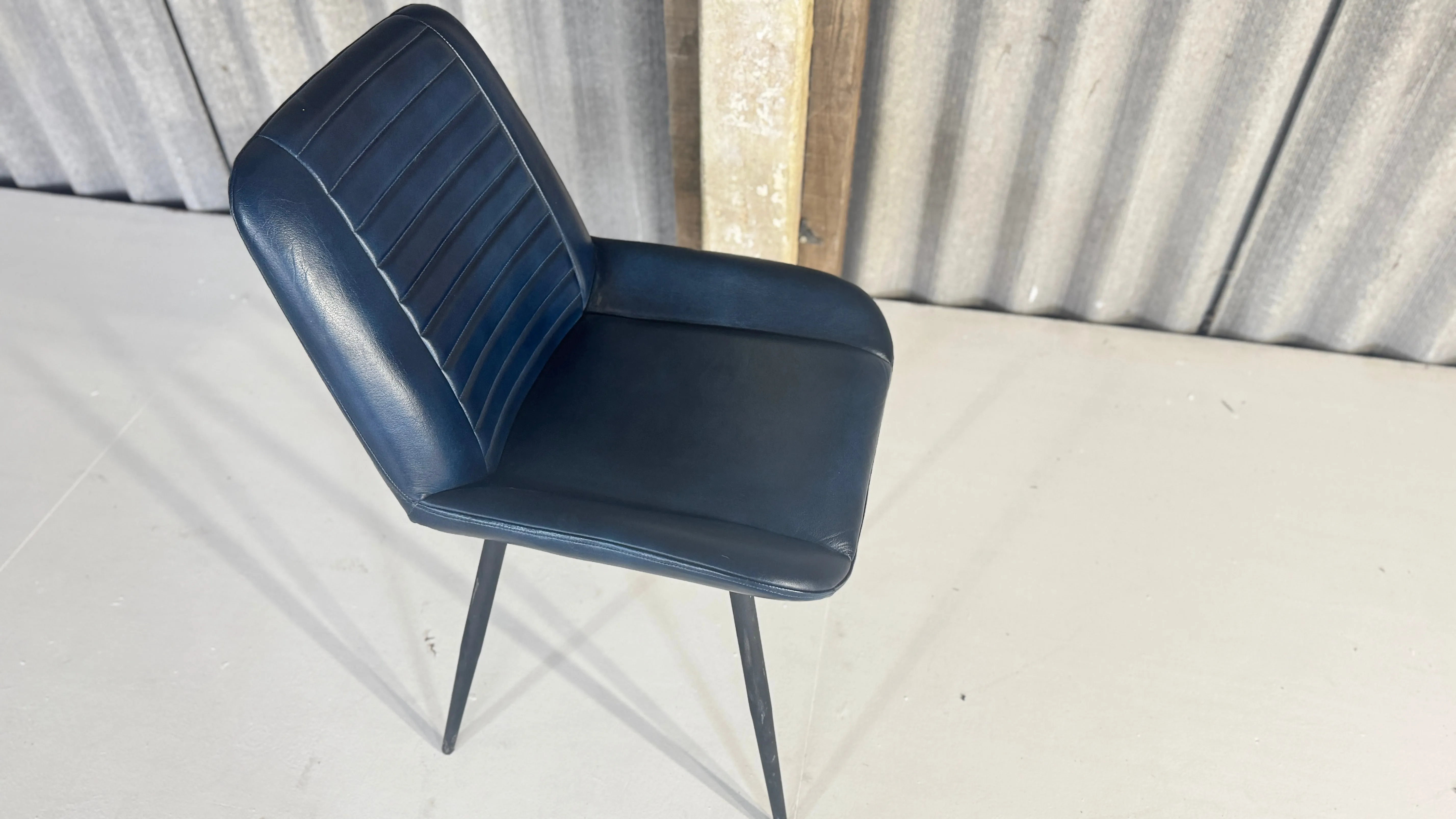 Dark Blue Buffalo Leather Chairs