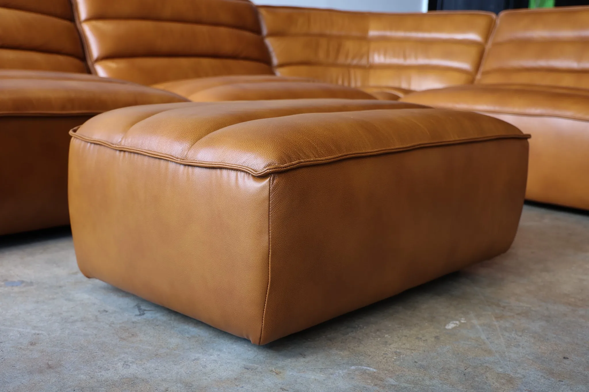 Jeff Leather Ottoman