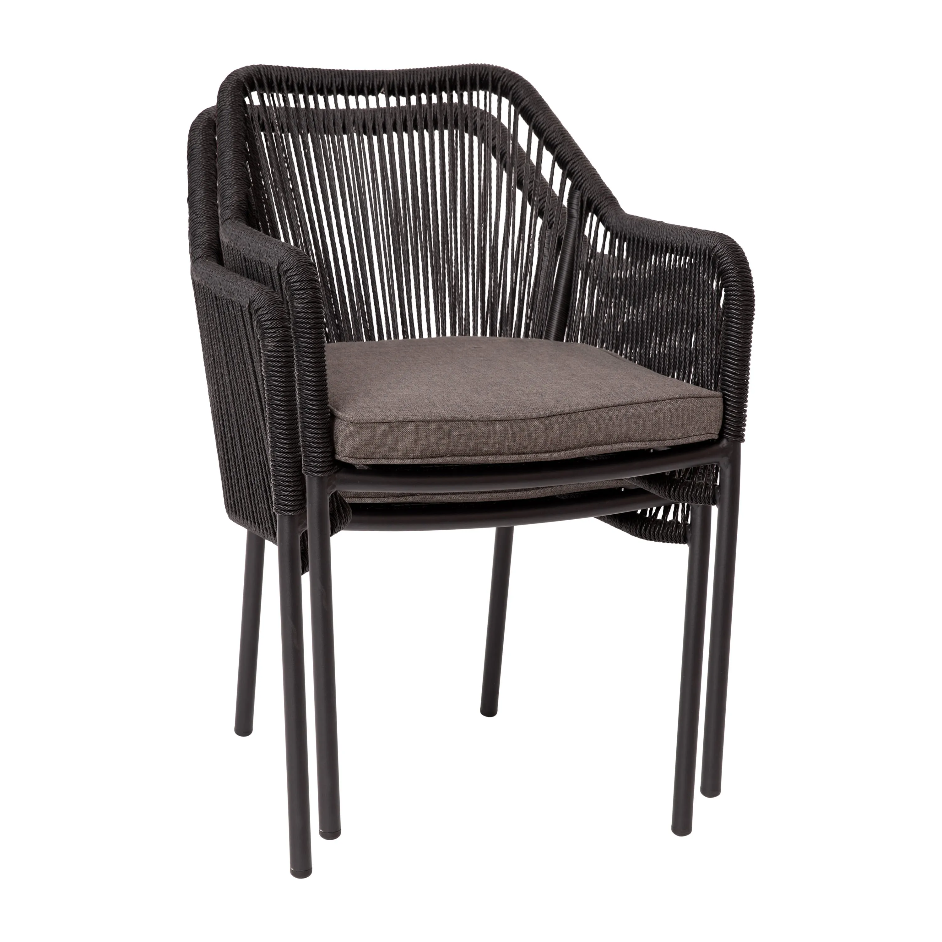 Kallie Set of 2 Aluminum Framed Stackable All-Weather Woven Club Chairs with Rounded Arms & Zippered Seat Cushions