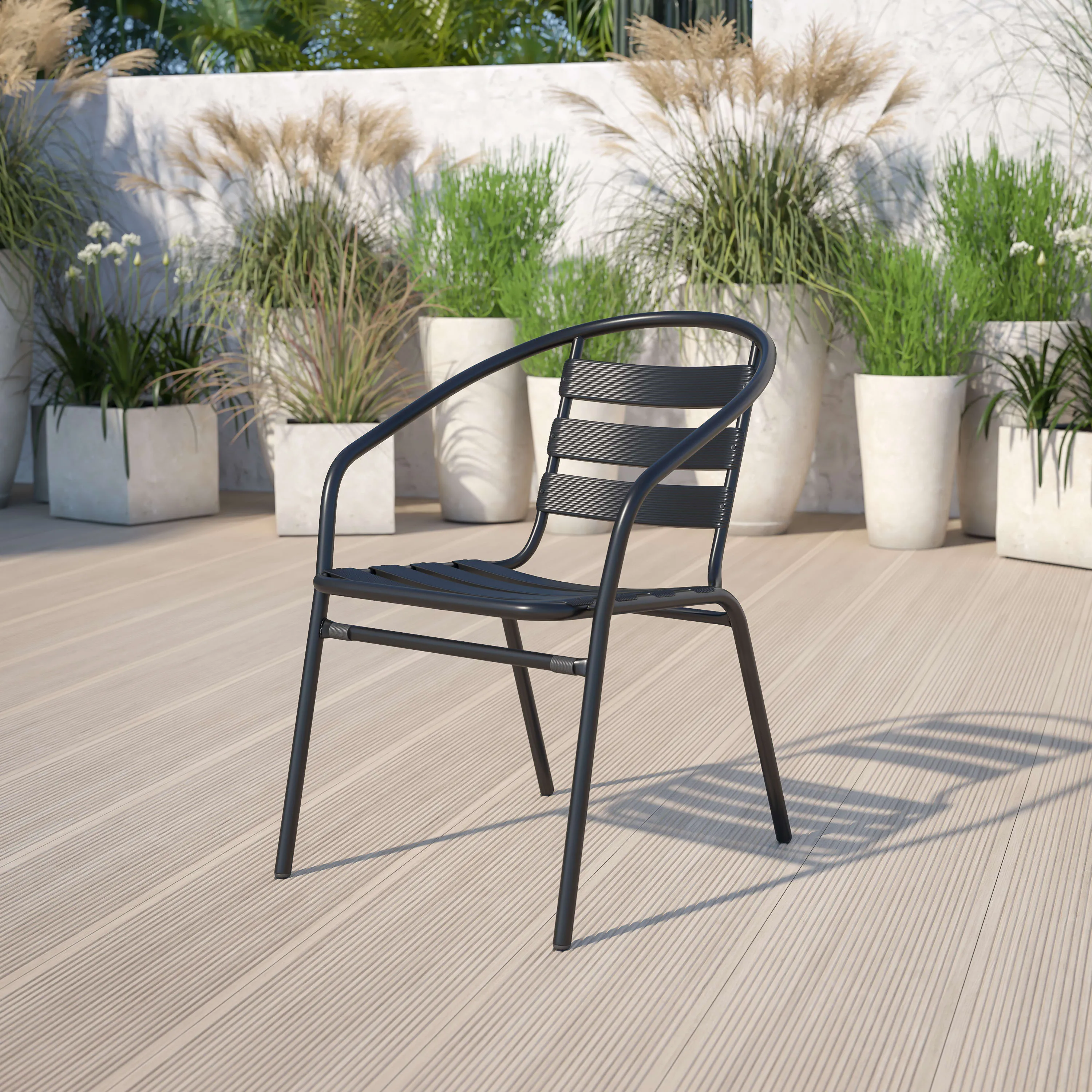 Lila Metal Restaurant Stack Chair with Aluminum Slats