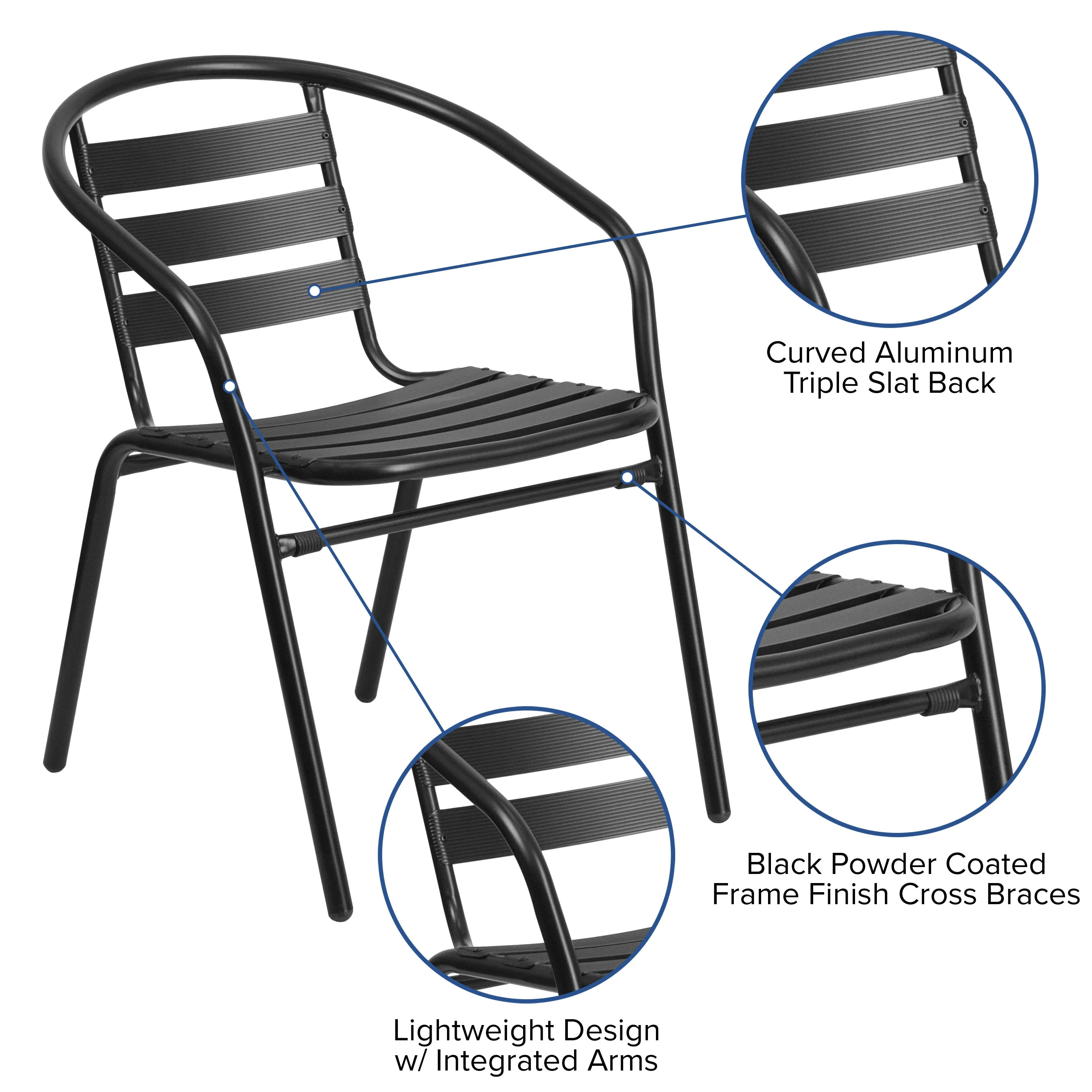 Lila Metal Restaurant Stack Chair with Aluminum Slats