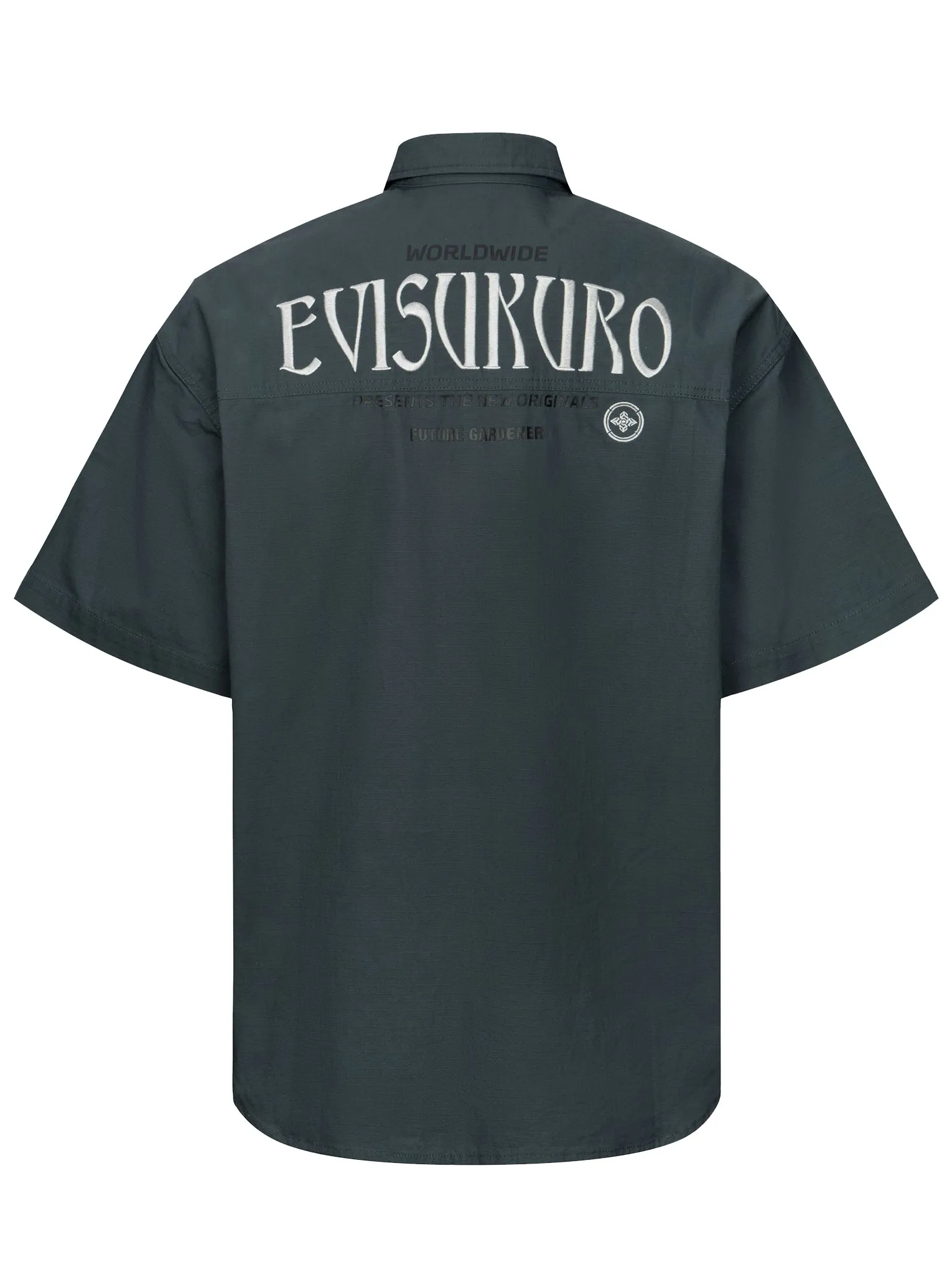 Logo Embroidery and Slogan Print Relax Fit Short-Sleeves Shirt