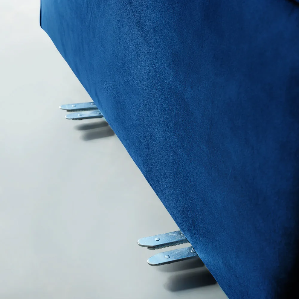 MASON - Velvet Blue Fabric Ottoman