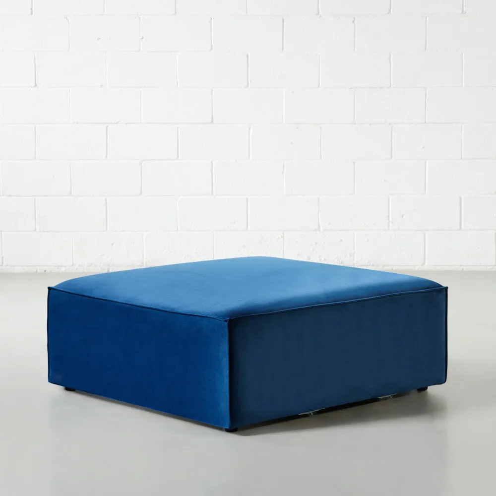 MASON - Velvet Blue Fabric Ottoman