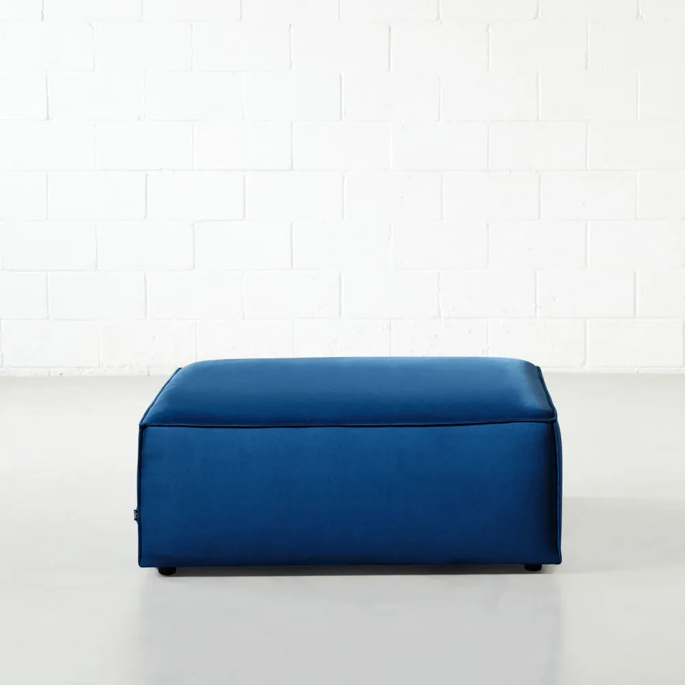 MASON - Velvet Blue Fabric Ottoman