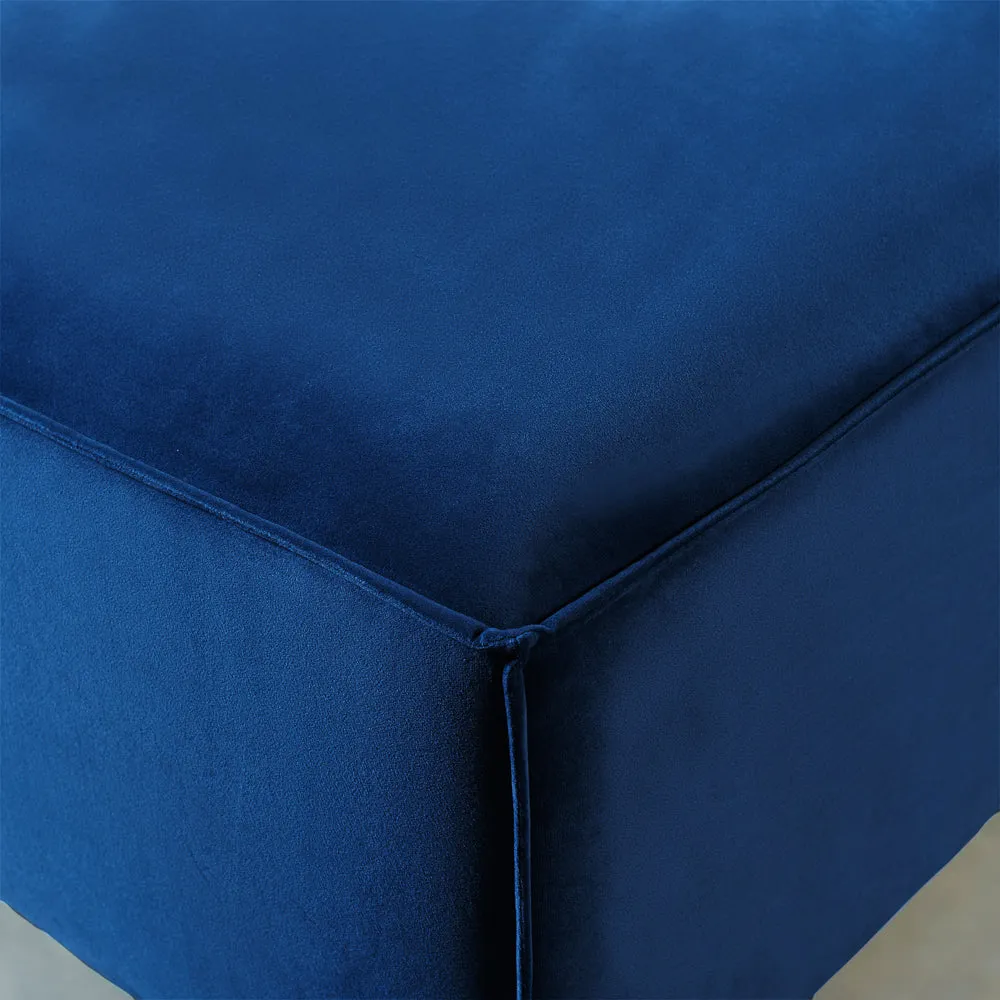 MASON - Velvet Blue Fabric Ottoman