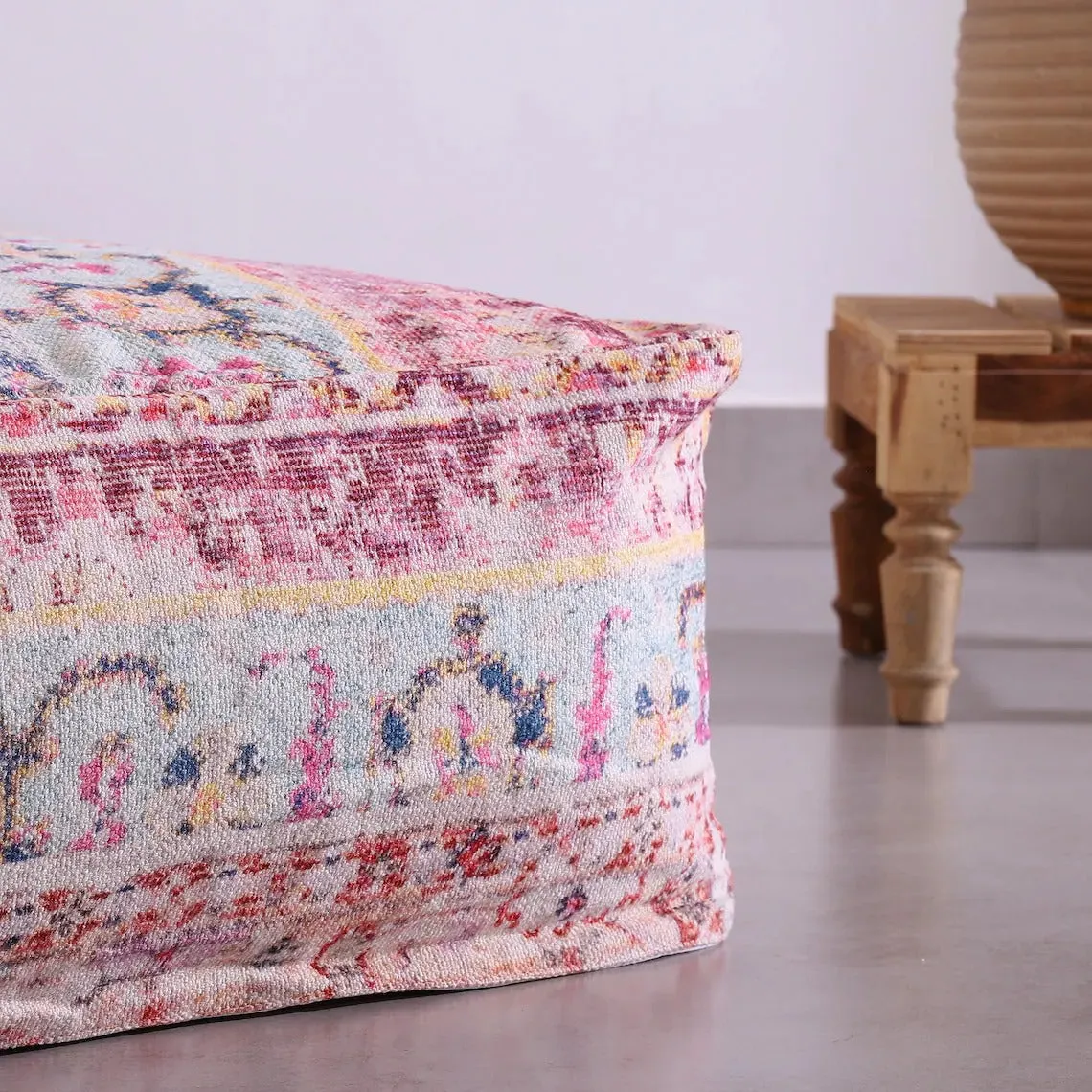 Moroccan Ottoman Cushion Cover, Pouf, Footstool - Turkish Kilim | Boho Style