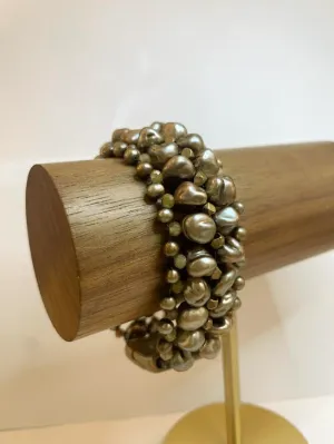 Moss Pearls & Antique Copper Bracelet