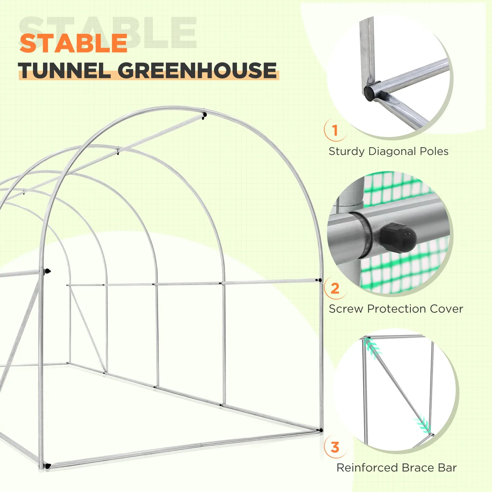Tunnel Greenhouse Garden Green House, 13'x7'x7