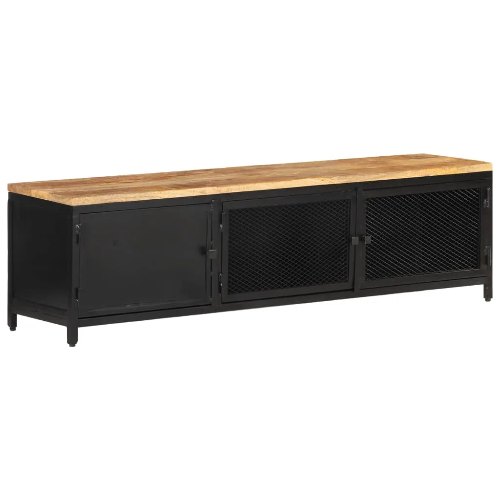 TV-Schrank 130x30x37 cm Raues Mango-Massivholz
