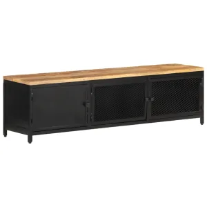 TV-Schrank 130x30x37 cm Raues Mango-Massivholz