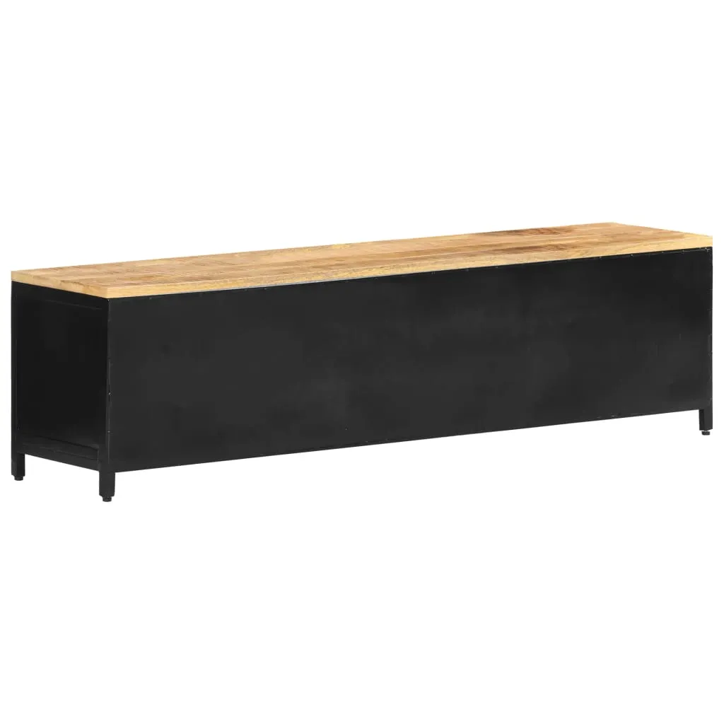 TV-Schrank 130x30x37 cm Raues Mango-Massivholz