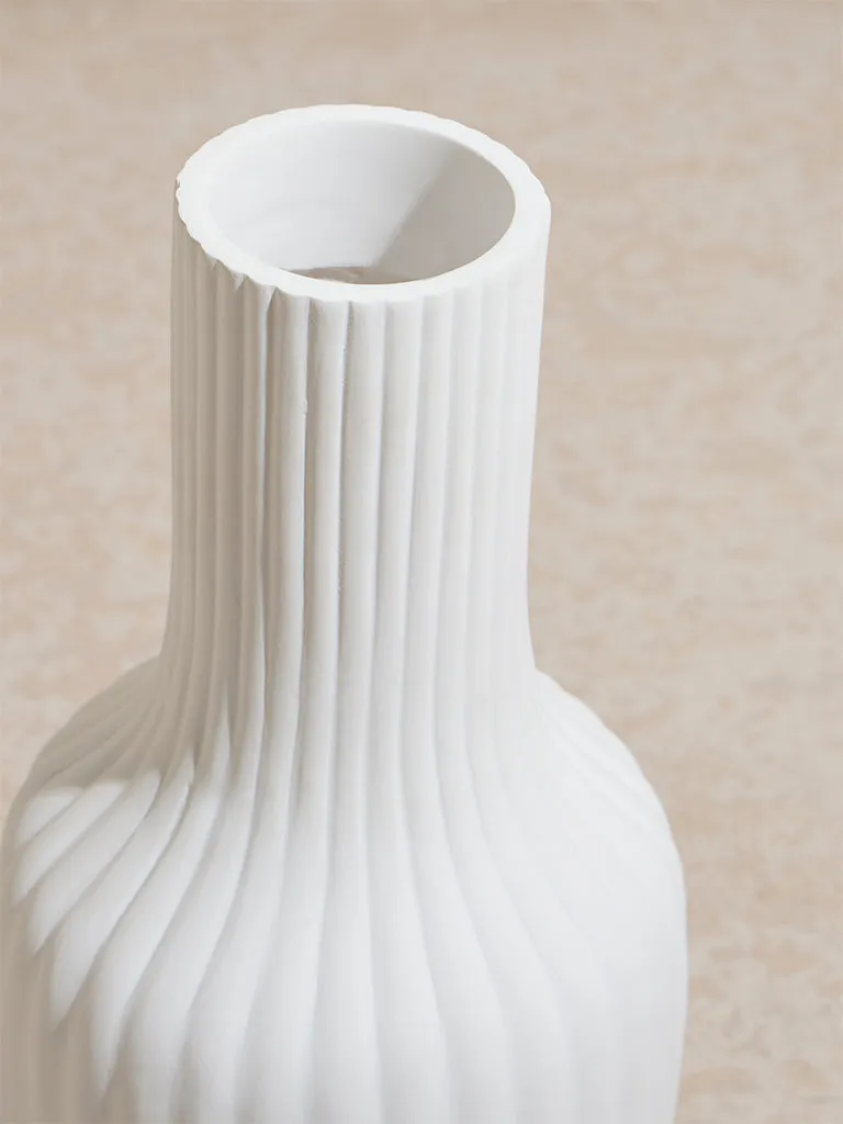 Westside Home White Ribbed-Textured Marble Vase